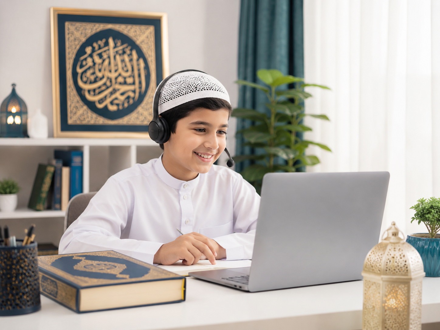 Online Quran class with teacher and student